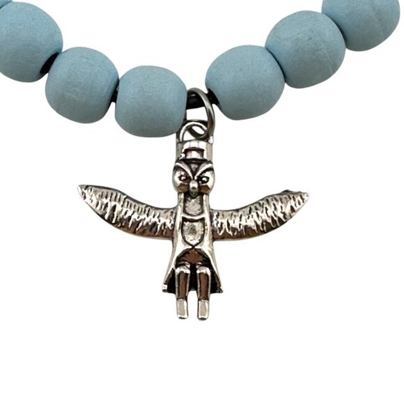 Tribal Owl Totem Necklace Antique Silver Plated Vegan Leather Cord - Picture 2 of 11
